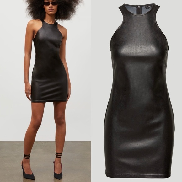 Ten by Babaton Cinema Dress Vegan Leather Size 4 - Picture 1 of 12